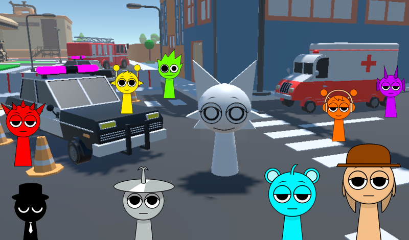 Sprunki 3D: Hide and Seek in the City game cover
