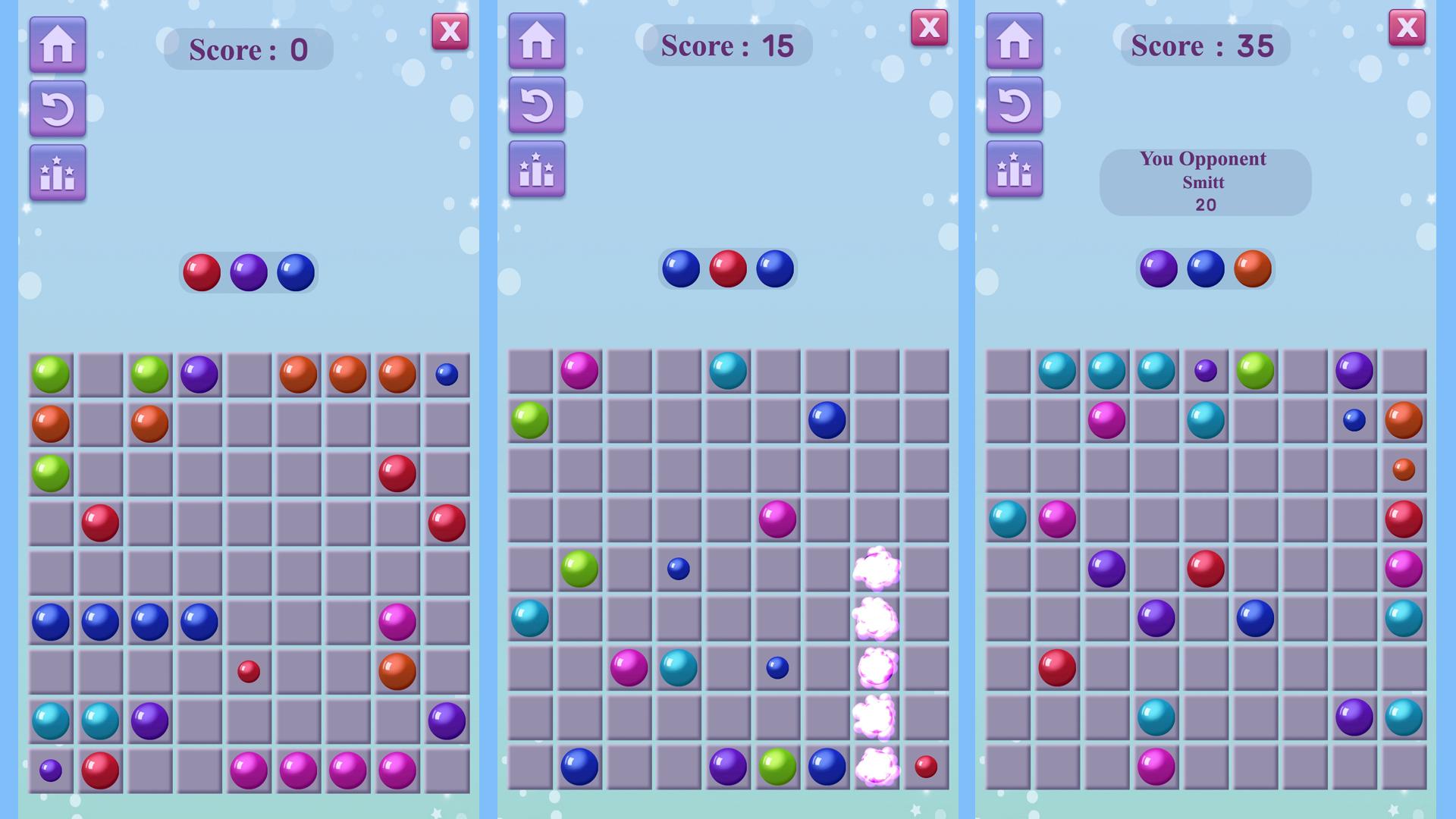 Connect colored balls in line screenshot