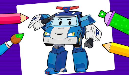 Robocar Poli - Coloring book for kids game play free online on Playgama