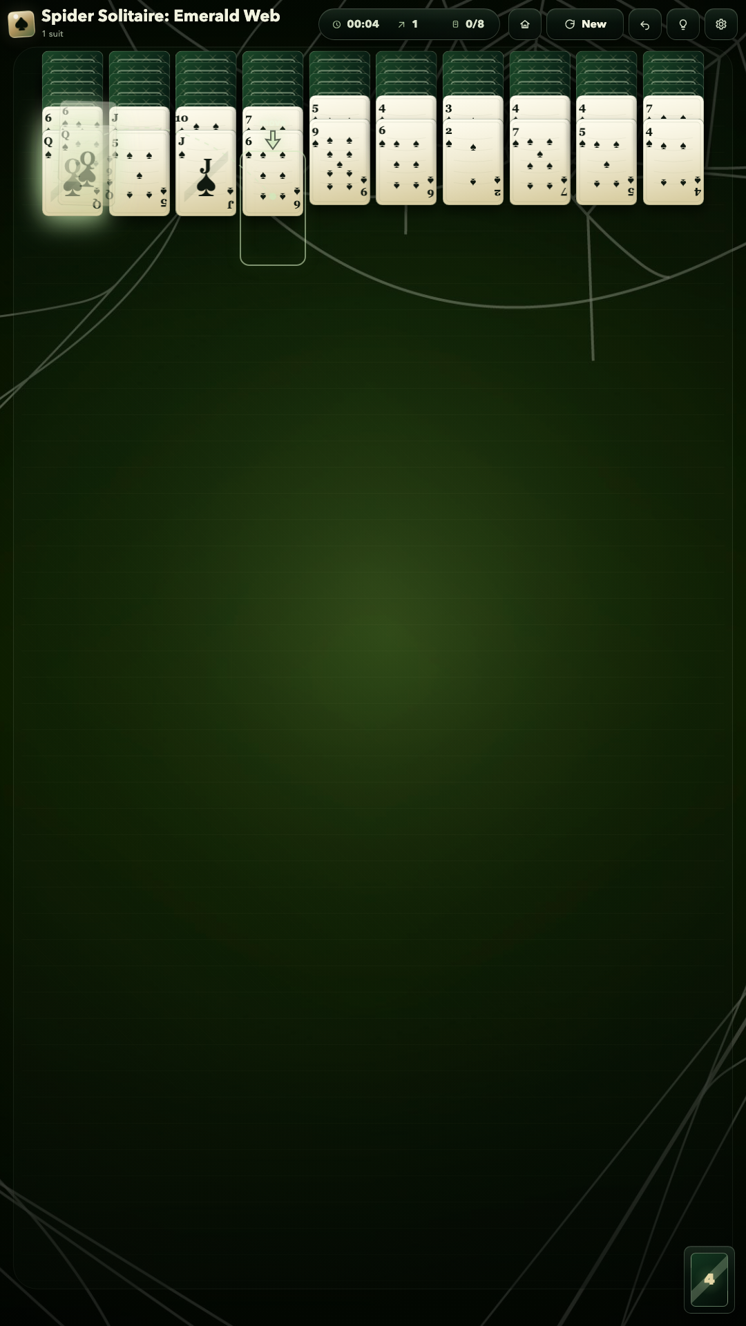 Spider Solitaire: Emerald Web screenshot 4