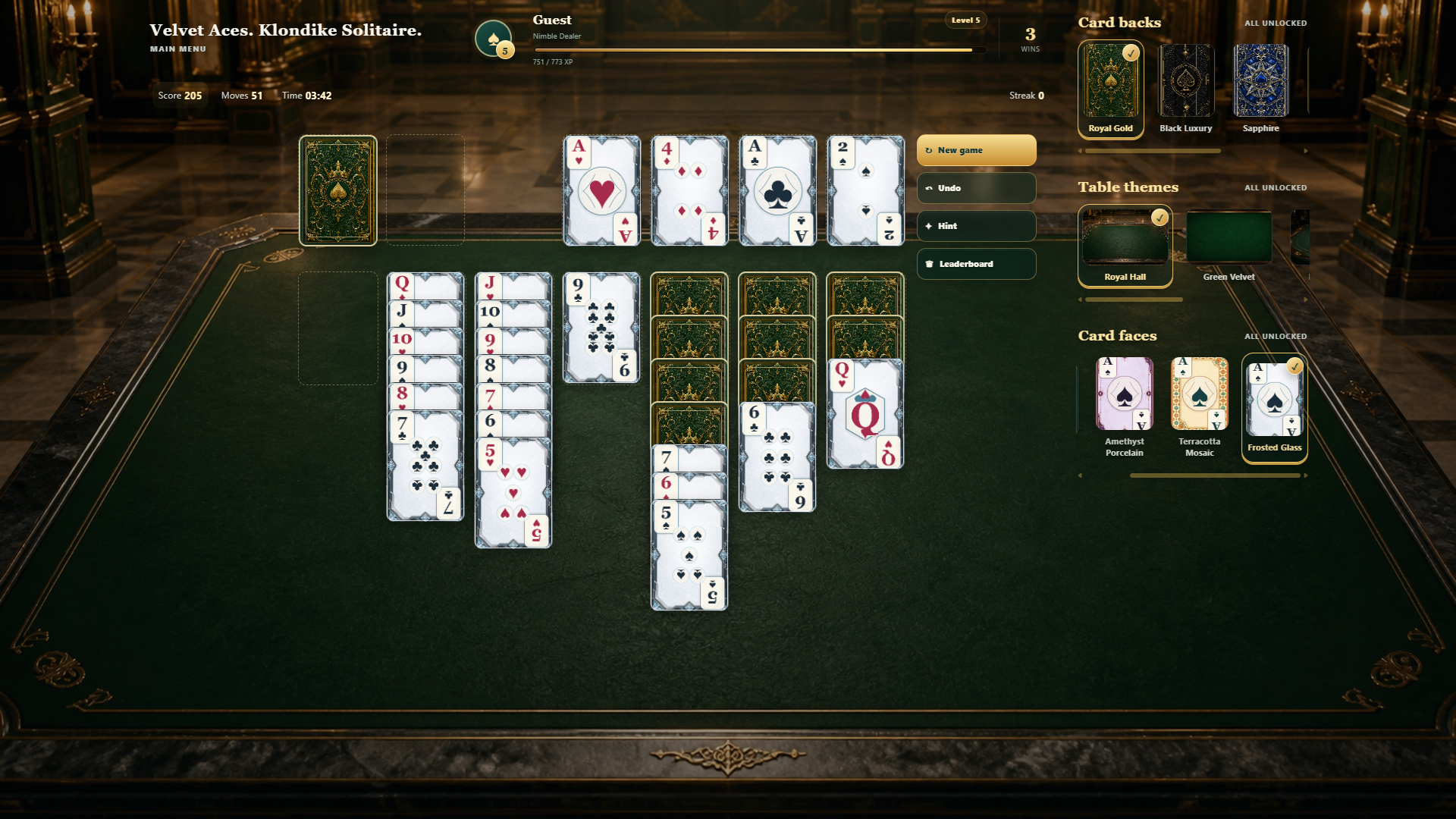 Velvet Aces. Klondike Solitaire. — screenshot 2