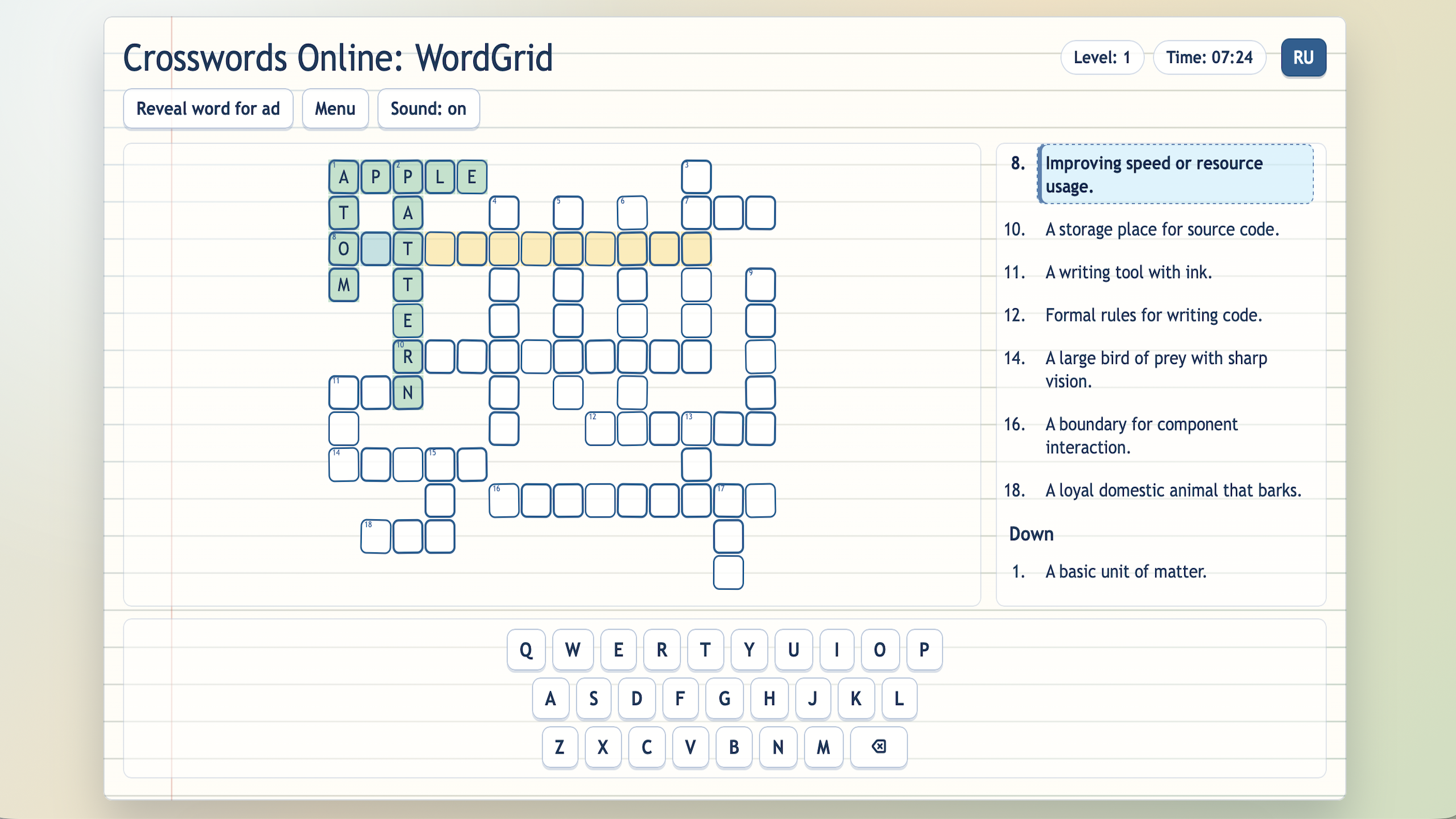 Crosswords Online: WordGrid — screenshot 2