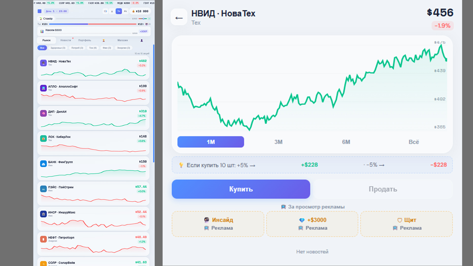 StockSlim - Симулятор Биржи - Стань Миллионером — screenshot 1