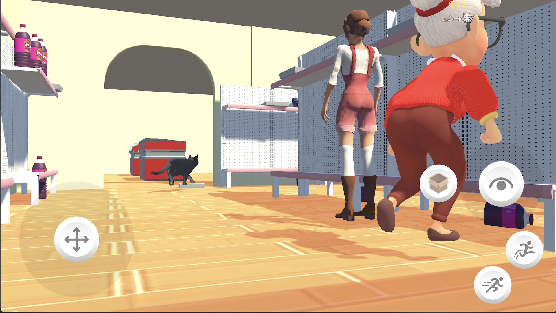 Cat vs Granny in Supermarket: feed kittens screenshot