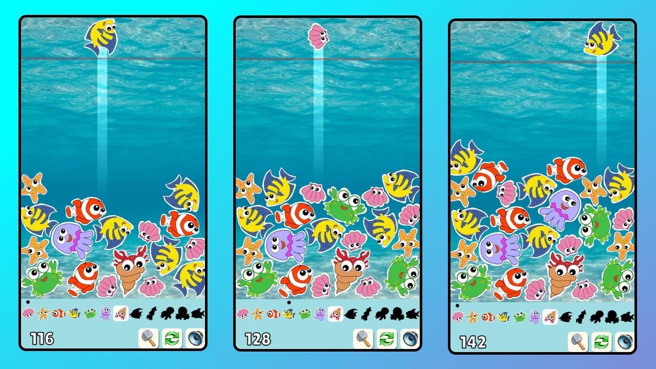 Connect the fish. Sea merge 2048 screenshot