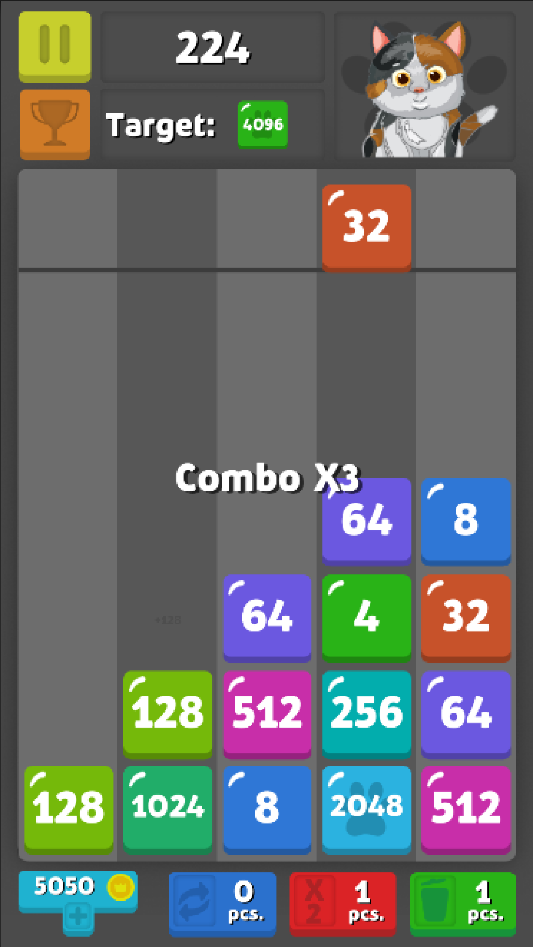 Connect Blocks 2048: with a cat (by SkakunG): Play Online