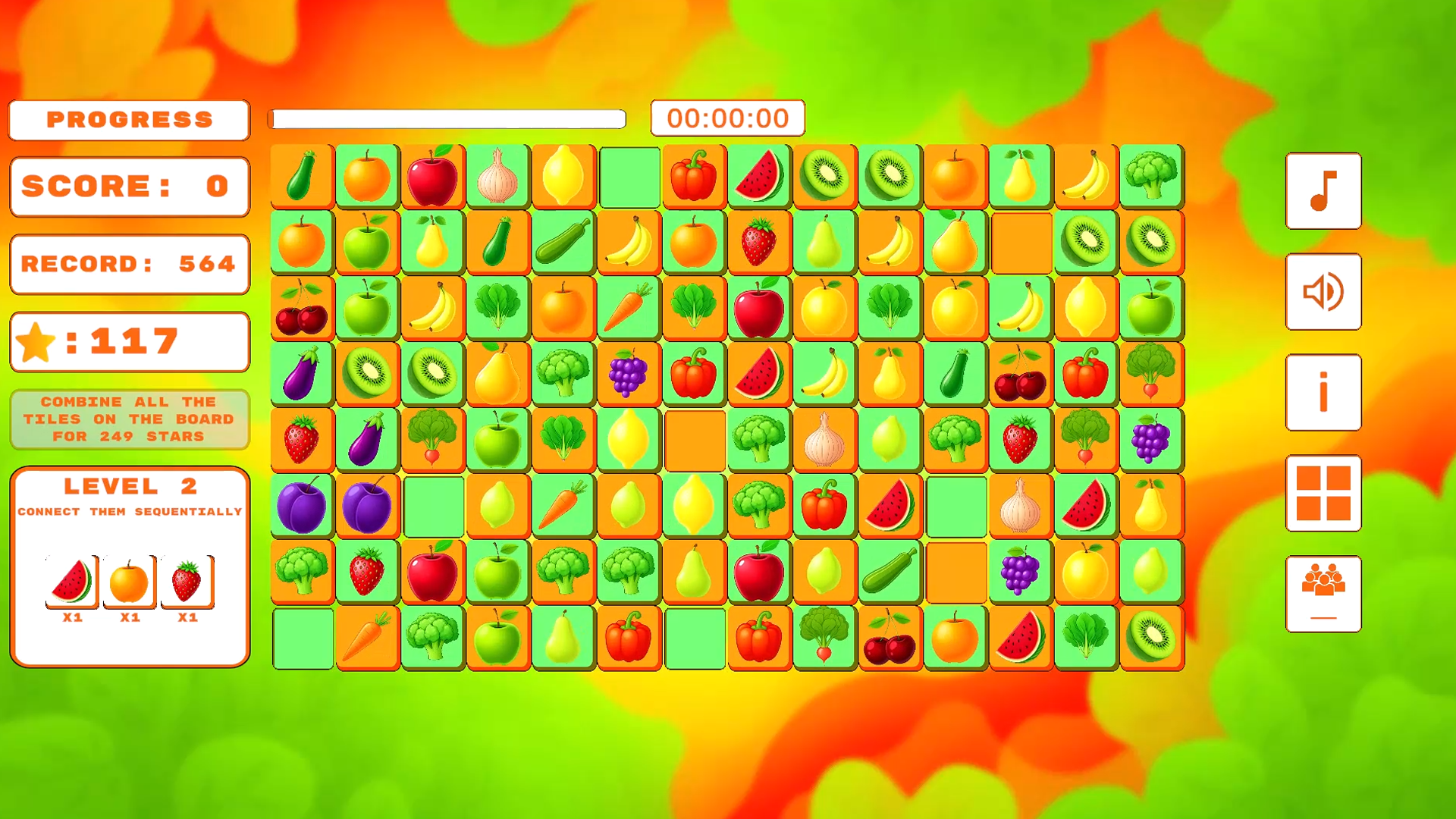 Fruit and vegetable tiles | Combine the tiles — screenshot 1