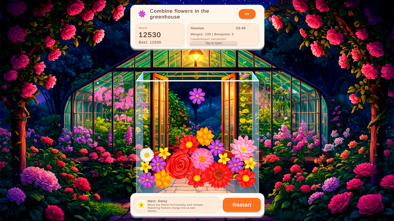 Combine flowers in the greenhouse — screenshot 9