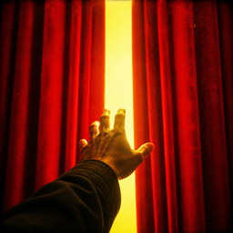 Behind the red curtain
