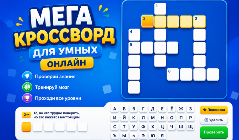 Мега кроссворд для умных онлайн game cover