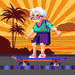 Oyun Grandma on a skateboard:a tenacious pensioner