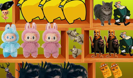 Memes on the shelves - labubu, brainrot