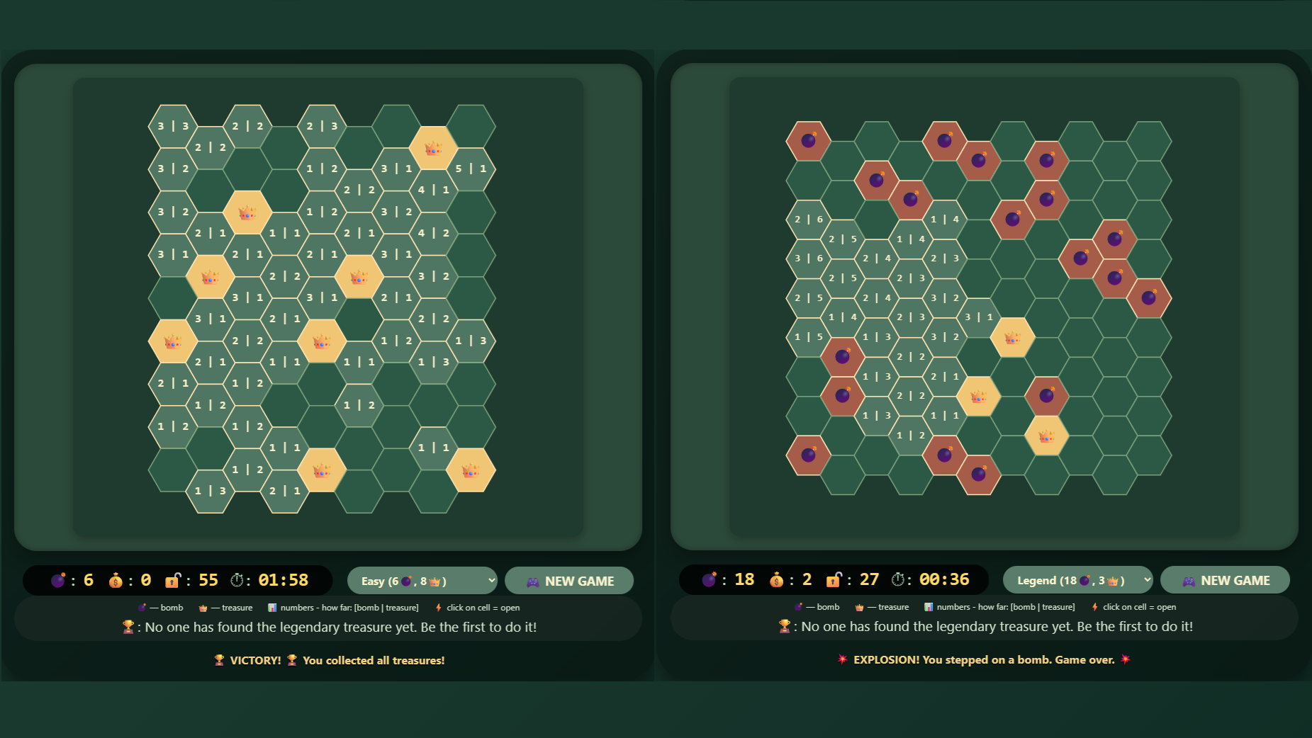 Treasure and Mines: Hex-Way — screenshot 1