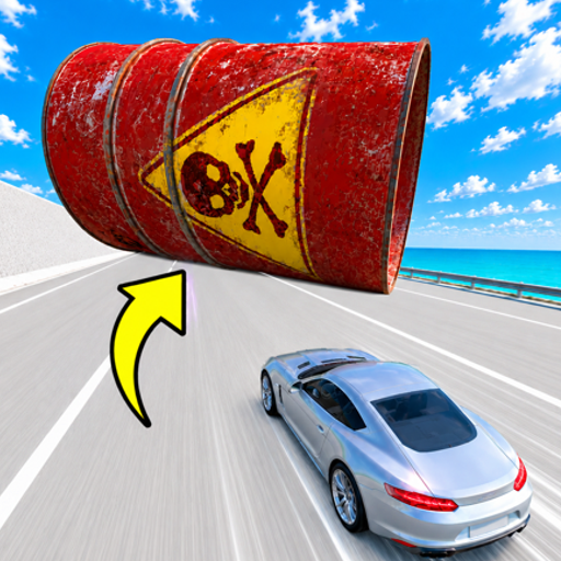 Cheat cars against barrels icon