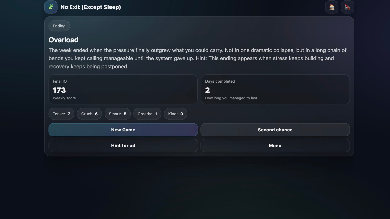 No Exit (Except Sleep) — screenshot 3