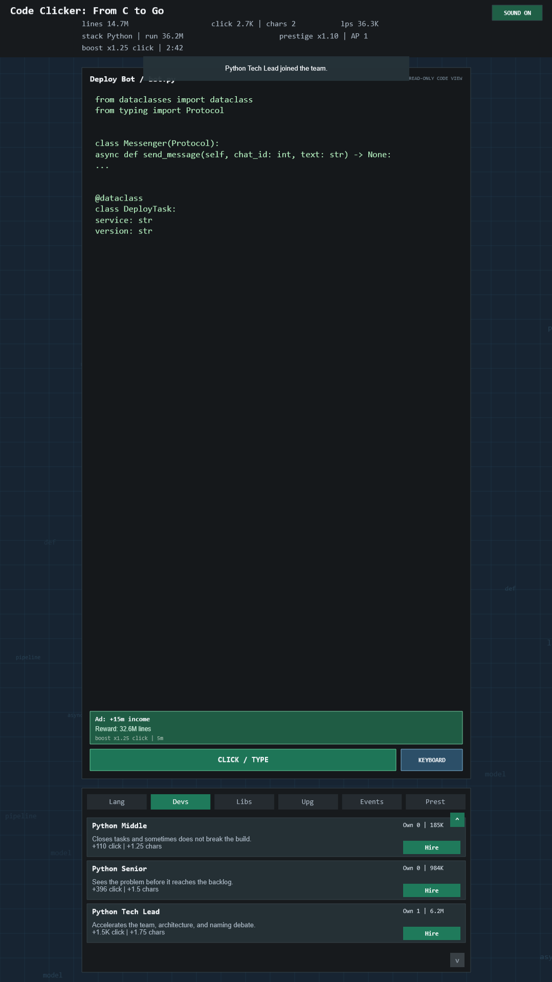 Code Clicker: From C to Go screenshot 6