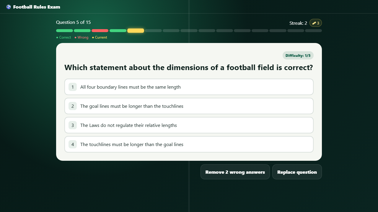 Football Rules Exam screenshot 2