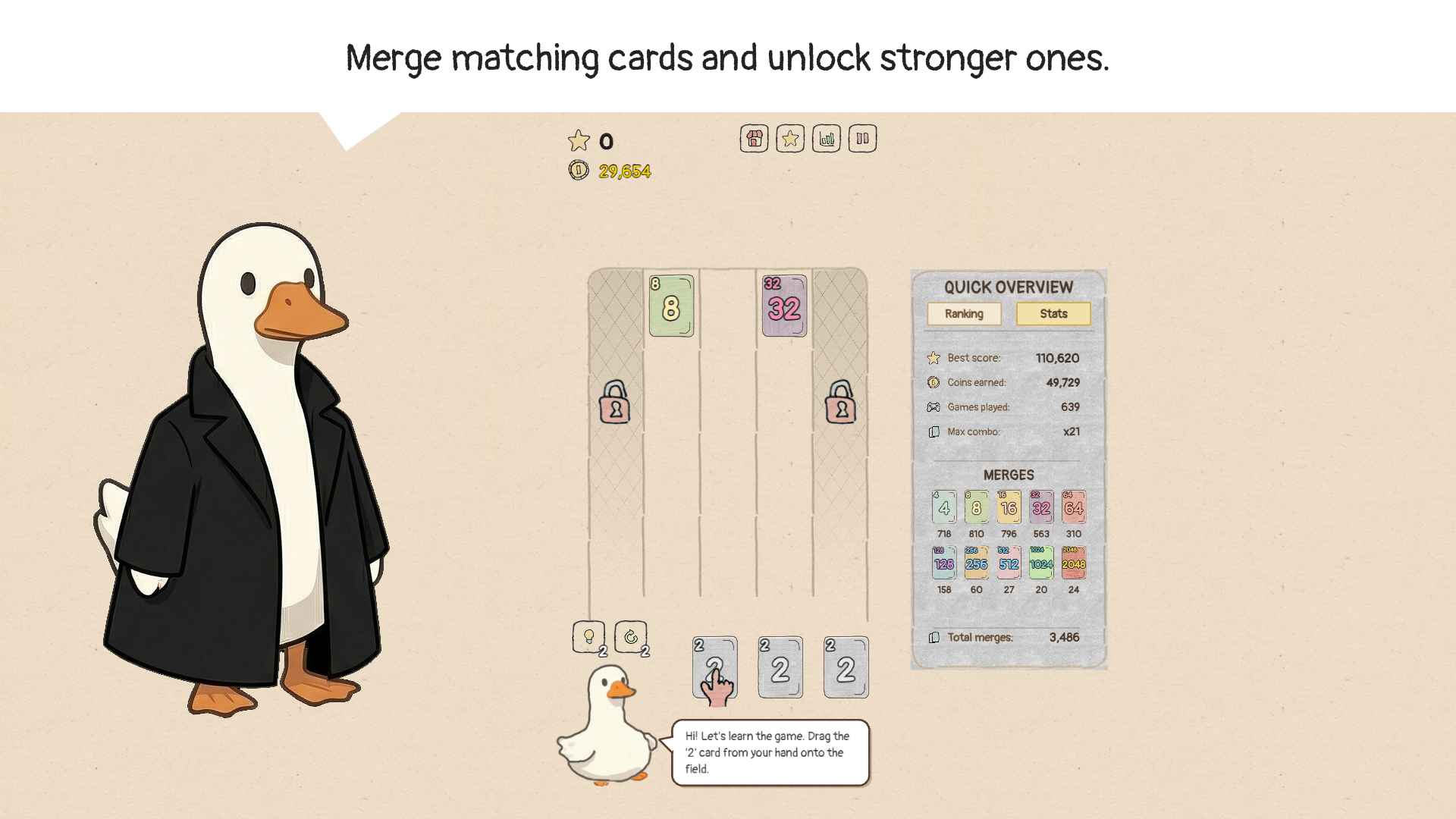Cards, Merge and Two Geese: 2048 — screenshot 1