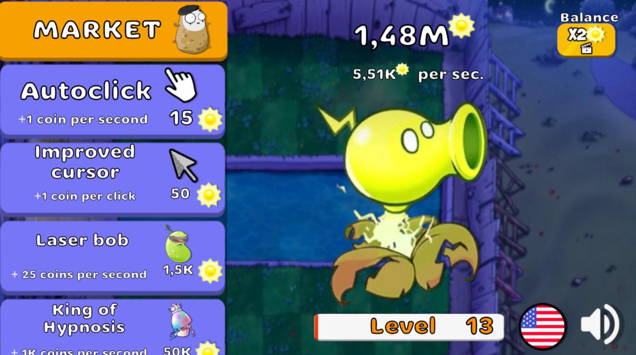 Plants vs Zombies Fusion mode: clicker screenshot