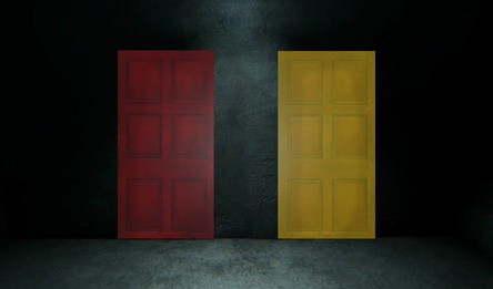 Yellow door, red door. Horror.