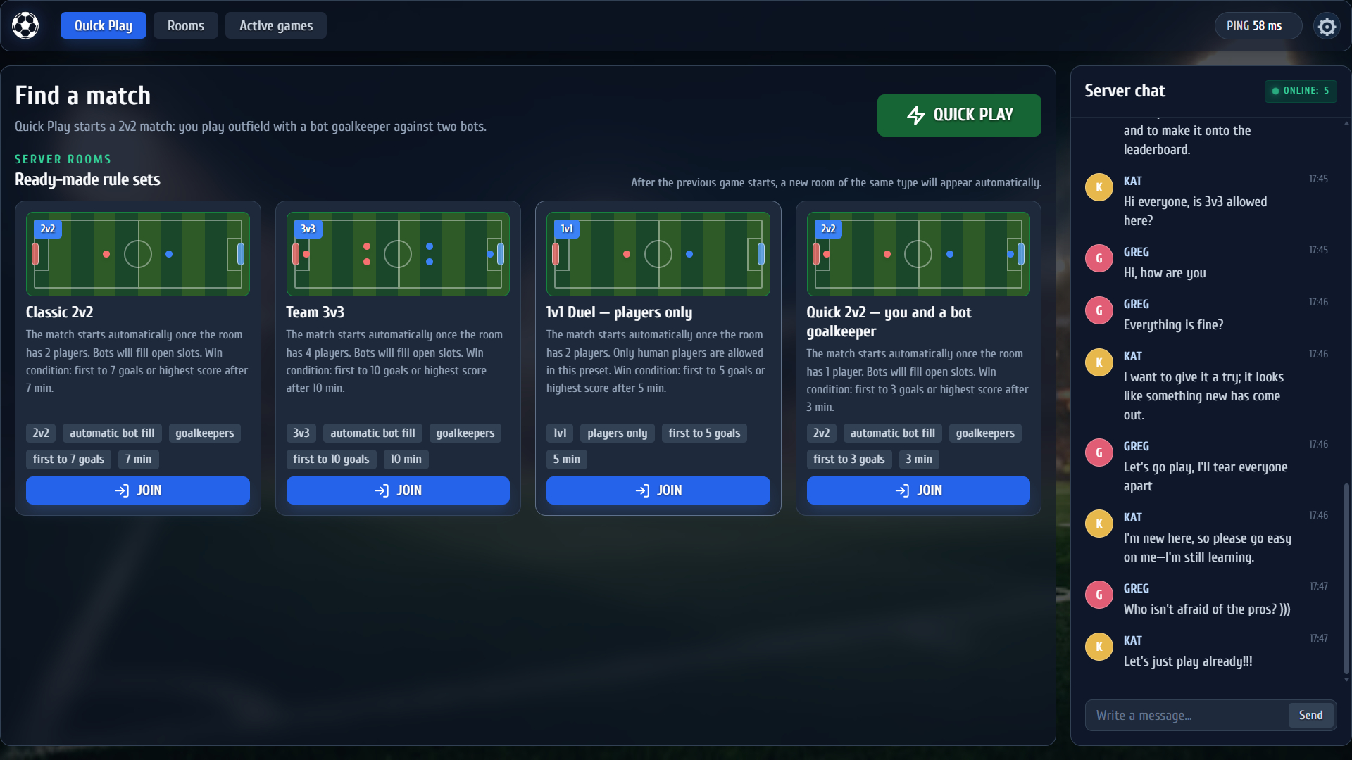 Football: online matches — screenshot 3