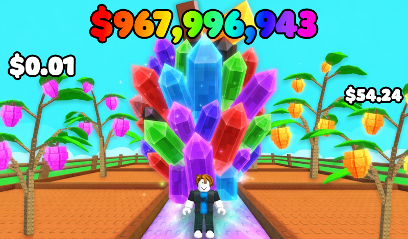 Grow Crystals! Obby Farm Tycoon Magnate +1 RNG game cover