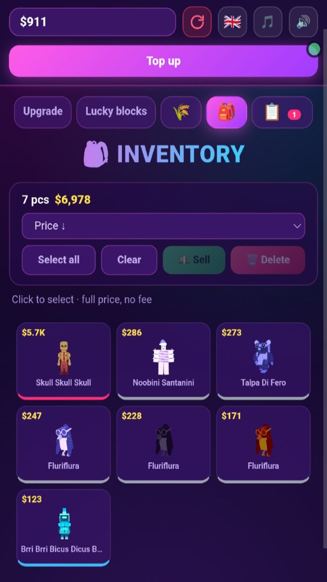 Upgrade a Brainrot: Lucky Blocks screenshot 8