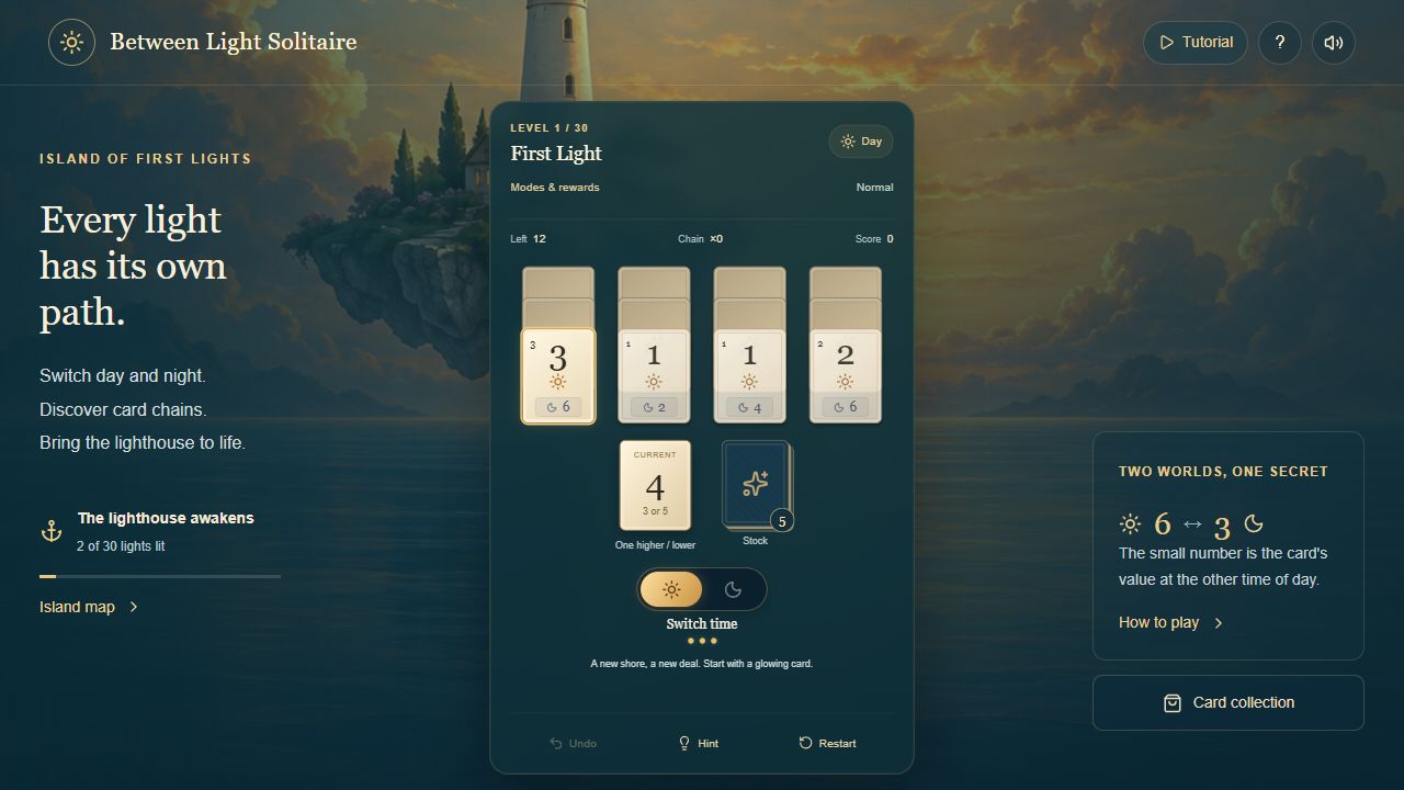 Between Light Solitaire — screenshot 1