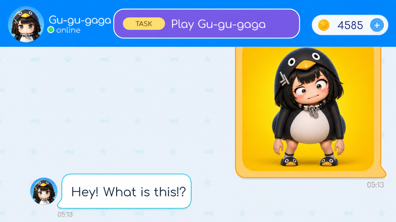 Gugu Gaga Penguin: Chat Messages — screenshot 1
