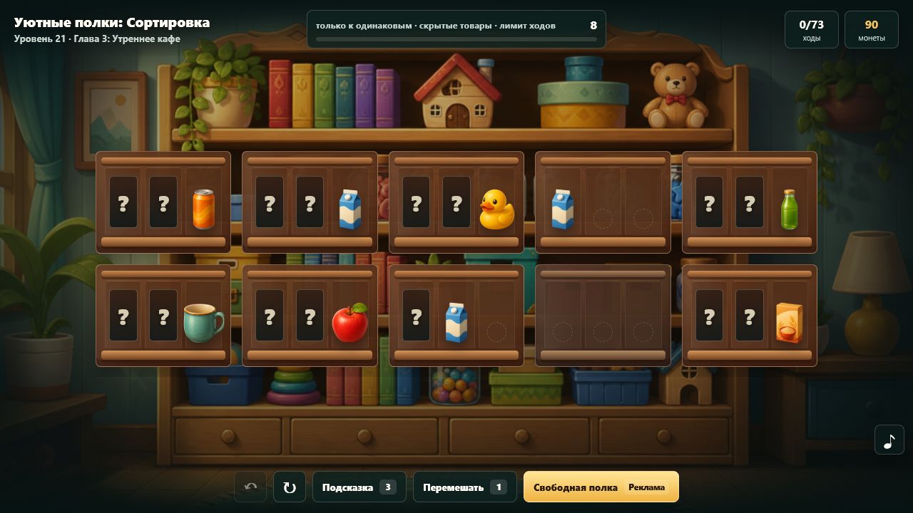 Уютные полки: Сортировка — screenshot 2