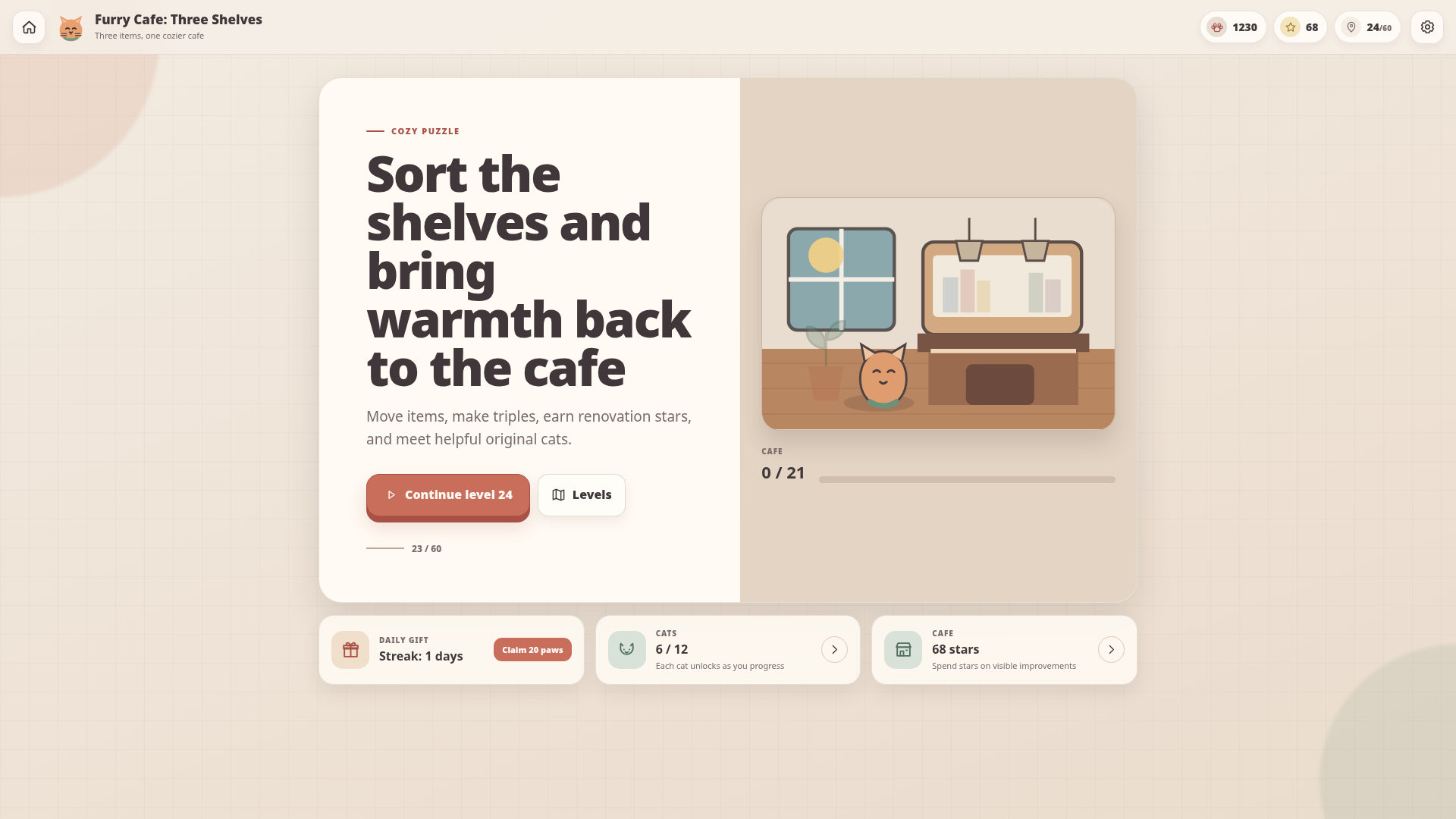 Furry Cafe: Three Shelves — screenshot 1