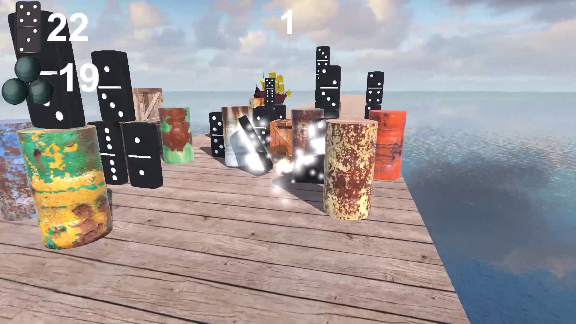 A gun. Domino destruction. screenshot