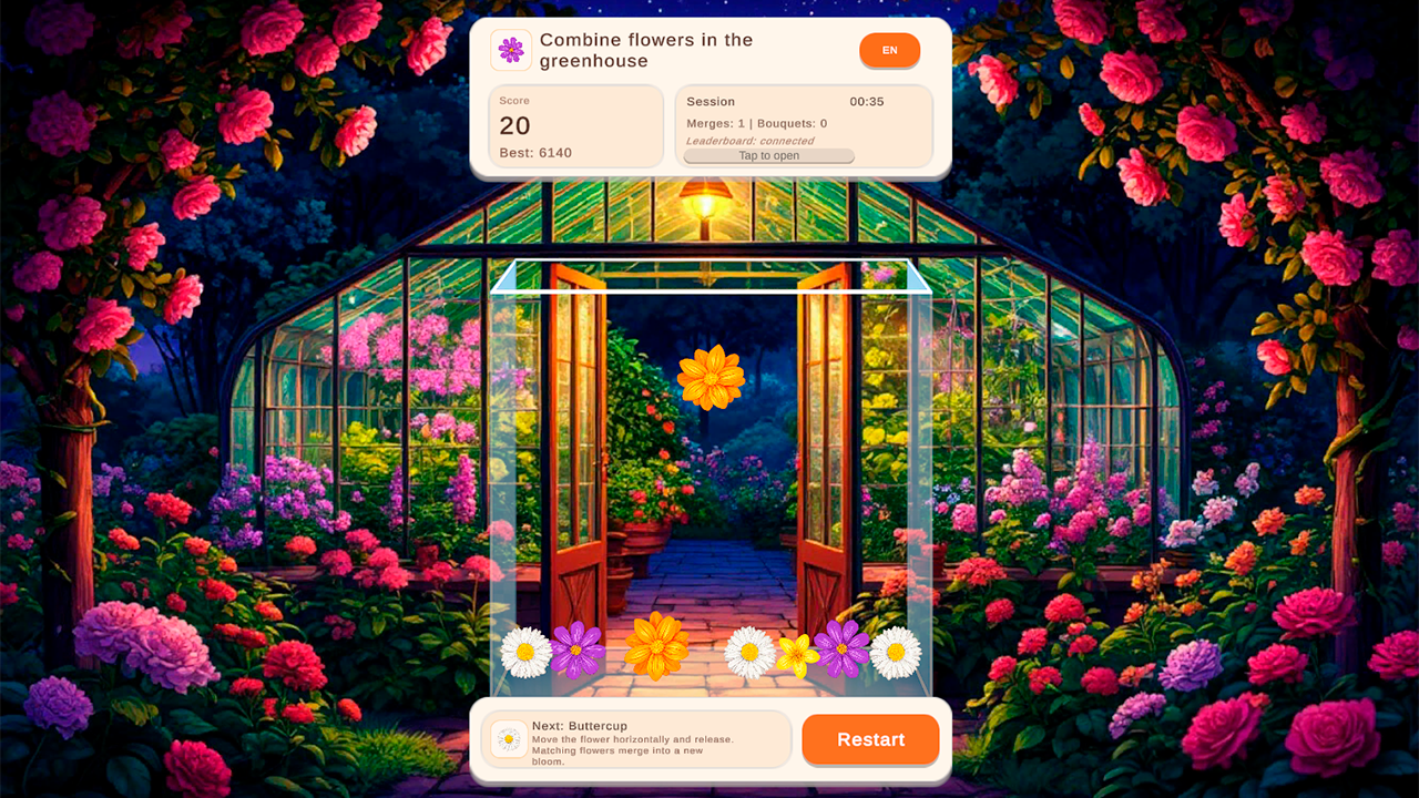 Combine flowers in the greenhouse — screenshot 3