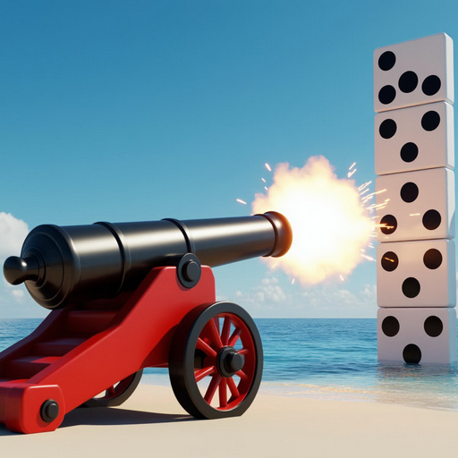 A gun. Domino destruction. icon