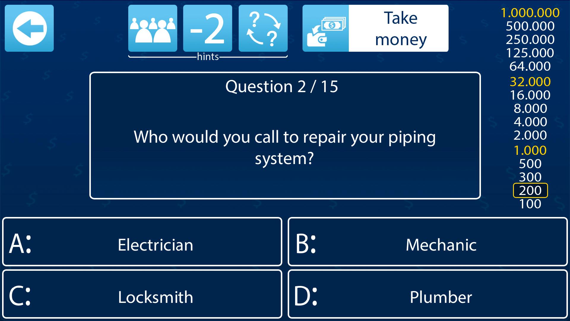 Do you want to be a millionaire? screenshot