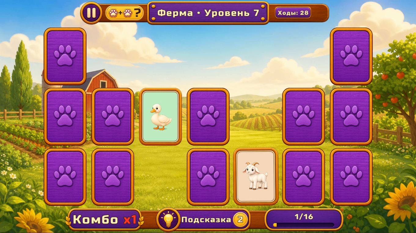 Мемо: Найди Пару Животных — screenshot 6