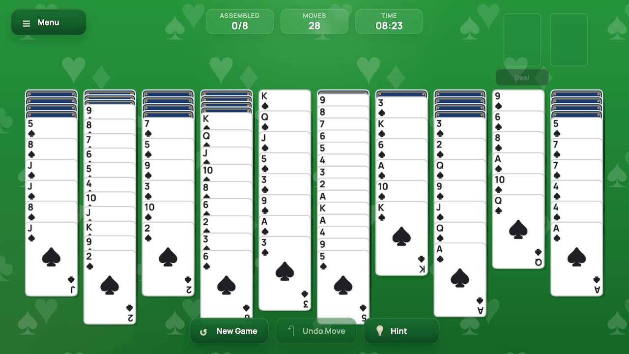 Spider Solitaire: 1, 2, 3, 4 suits — screenshot 4