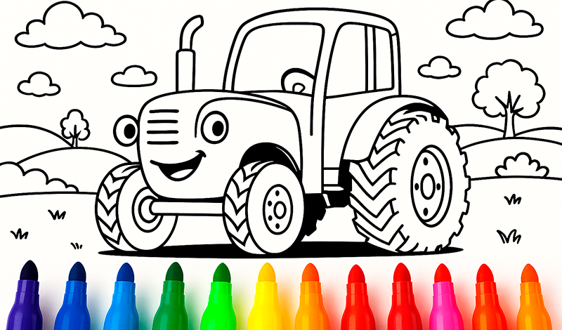 Blue Tractor: Coloring book for kids game cover