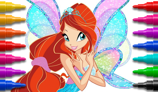 Winx Fairies Coloring  loading=