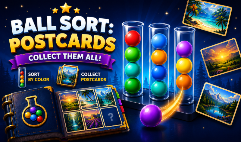 Ball Sort: Postcards game cover