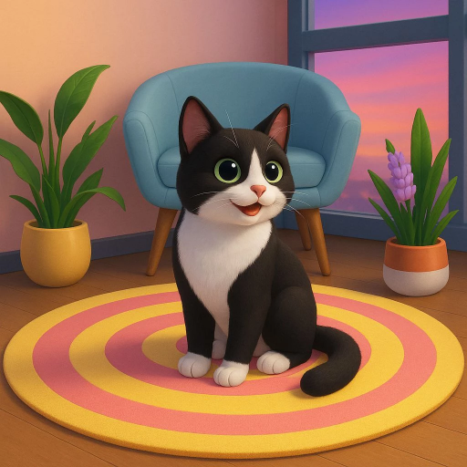 Cartoon cat: naughty kitten icon