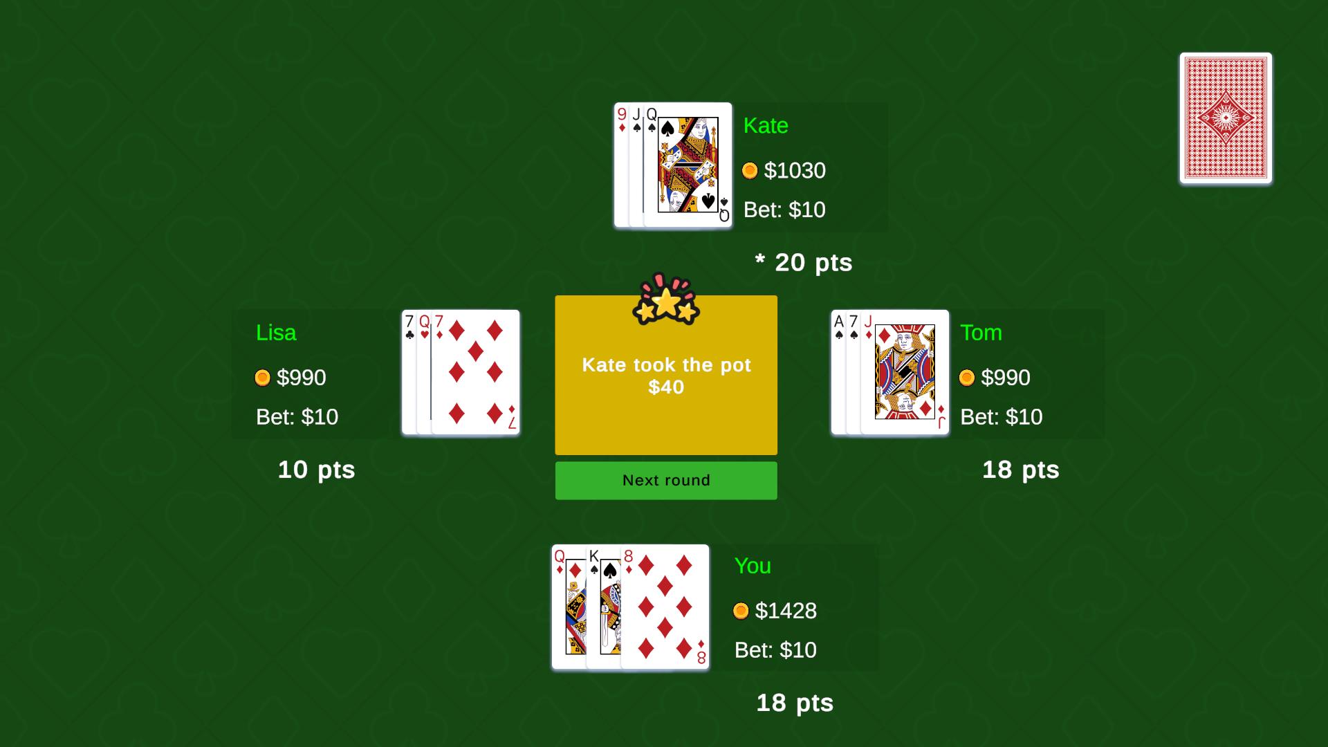 Seca: three cards — screenshot 1