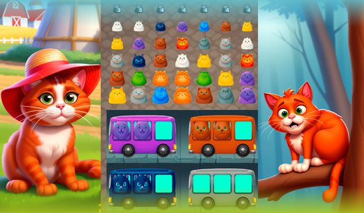 Cats in the Bus: Match Puzzle