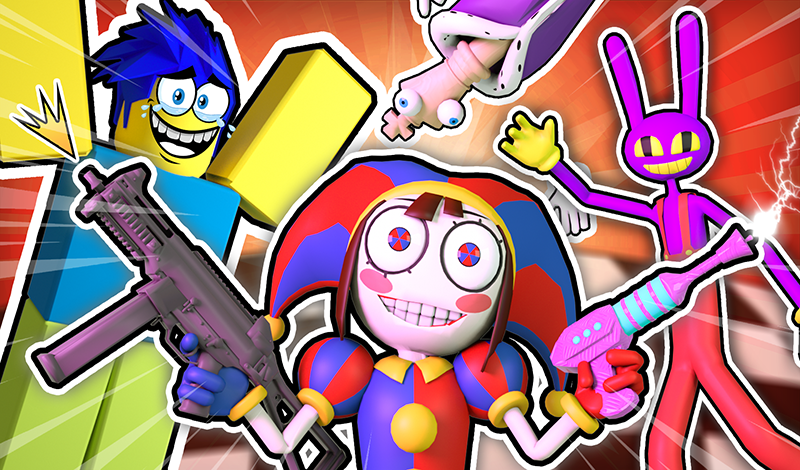 Obby Invasion at the Digital Circus. Shooter! game cover