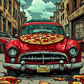 Oyun Zombies, pizza and car-machine gun