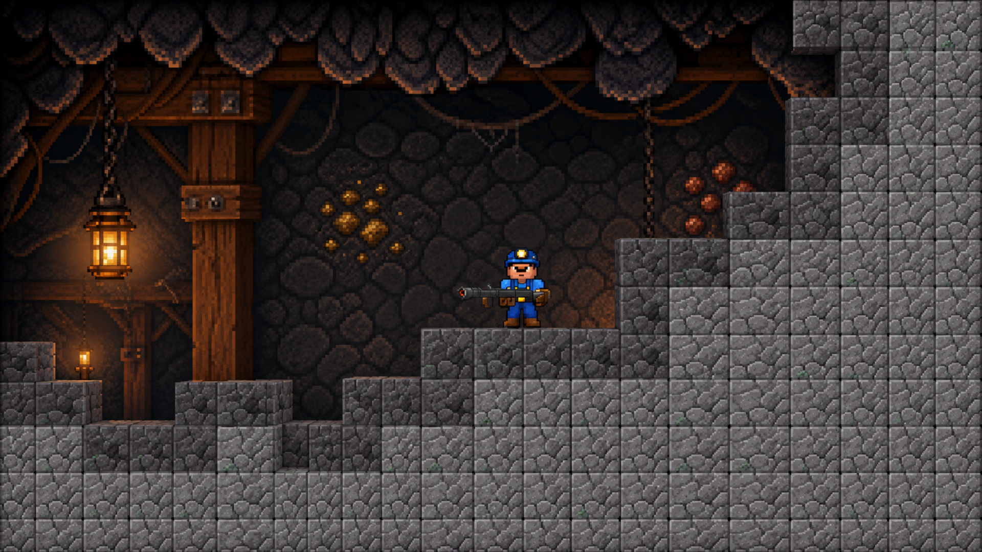 Nubik-miner with bazooka Online — screenshot 1