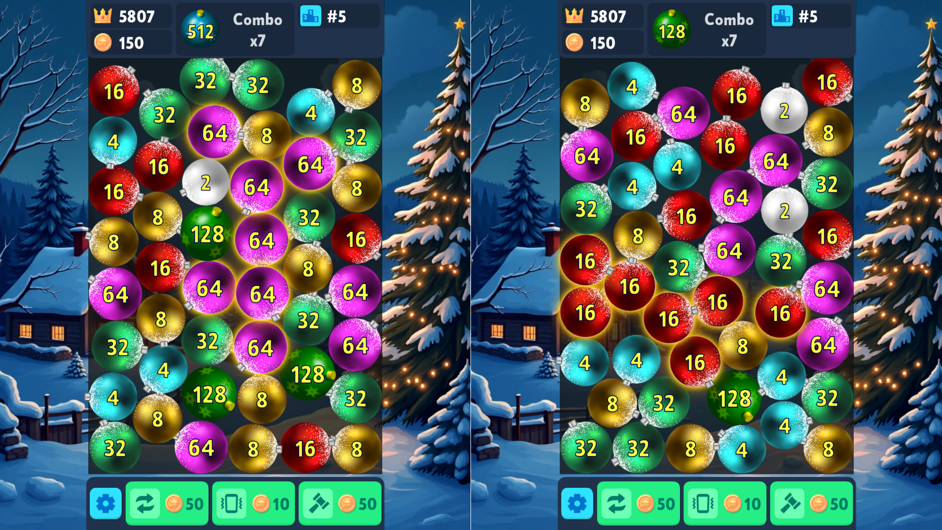 Christmas Bauble Merge 2048 screenshot