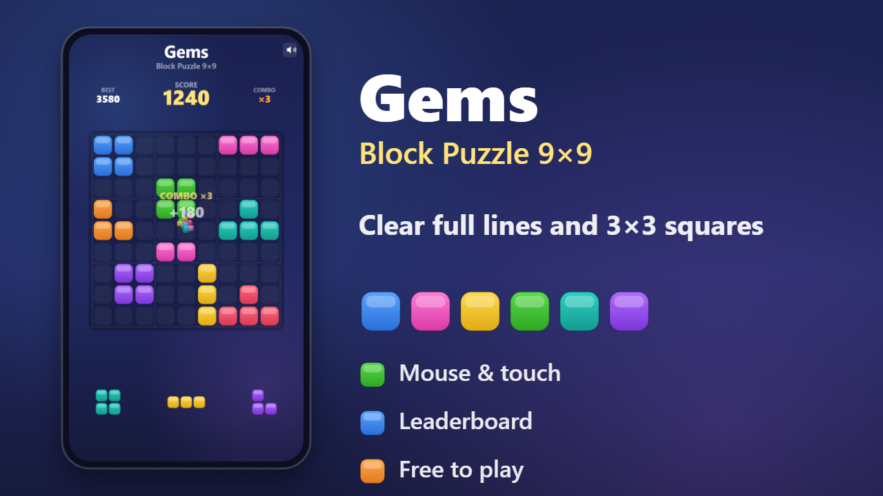 Gems: Block Puzzle 9×9 — screenshot 1