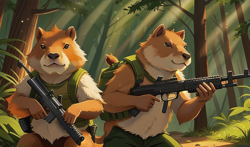 Capybaras with a Guns. A two-player game. game cover