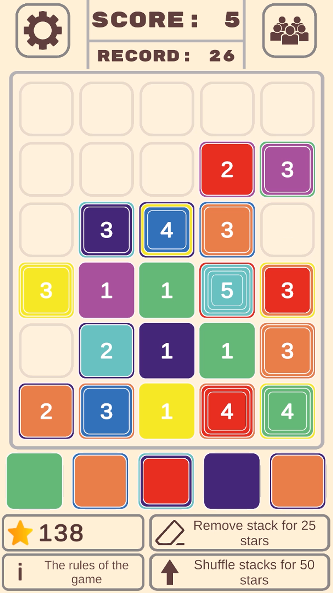 Colored tiles : stacks of colored tiles screenshot 4